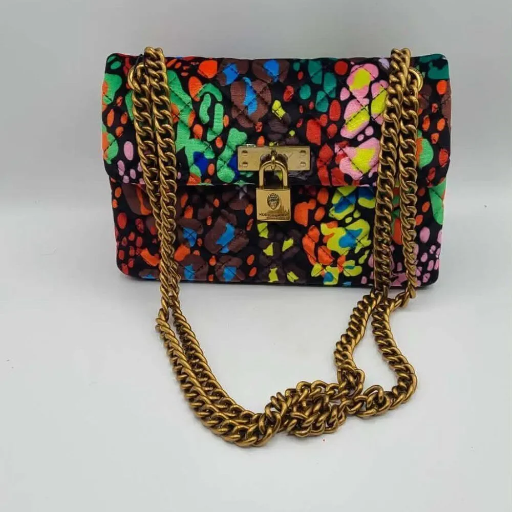 Kurt Geiger London Brixton Velvet Colorful Shoulder Bag with chain Straps NWT!